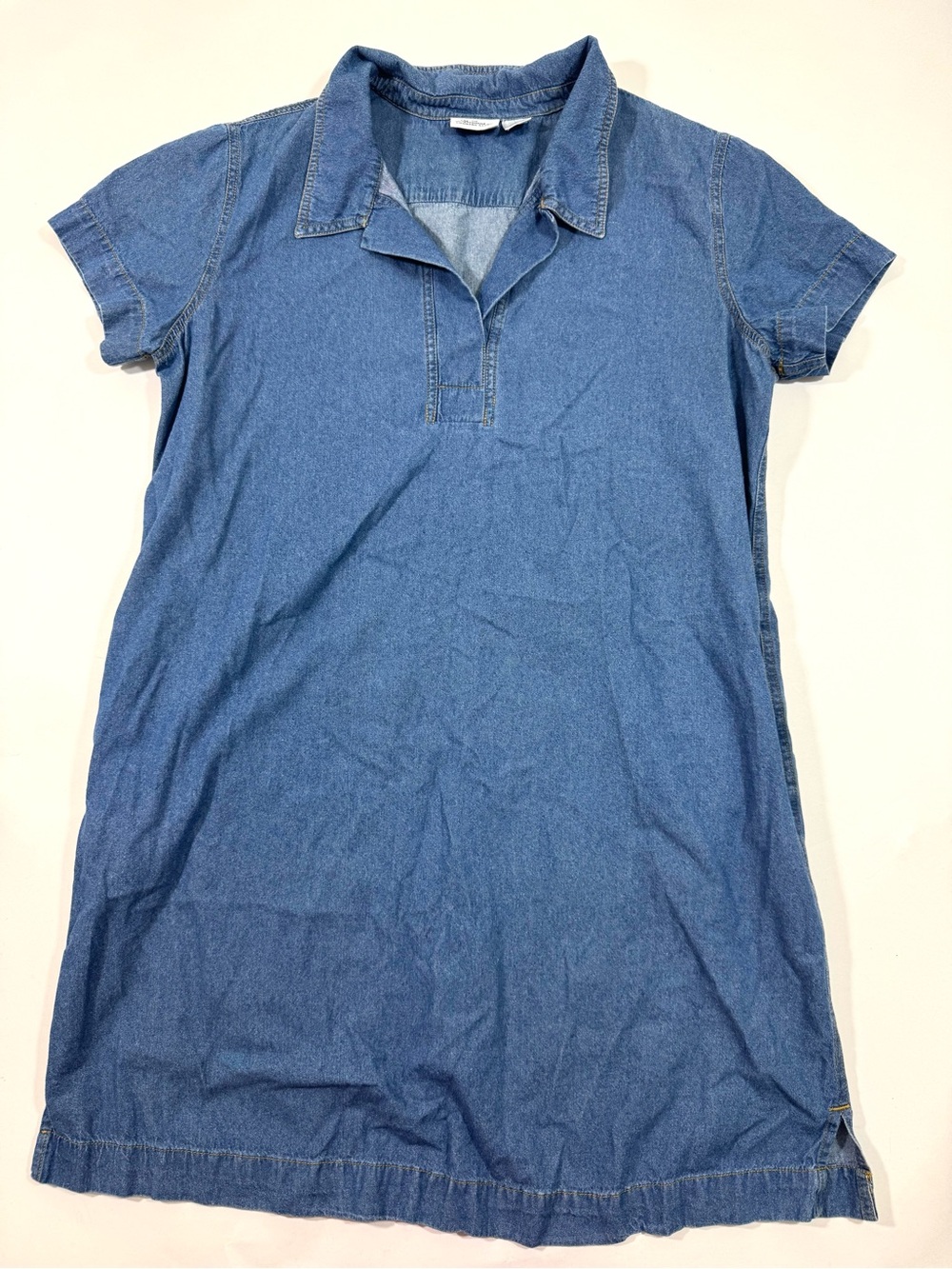 Vermont Country Store Denim Short Sleeve Popover Dress